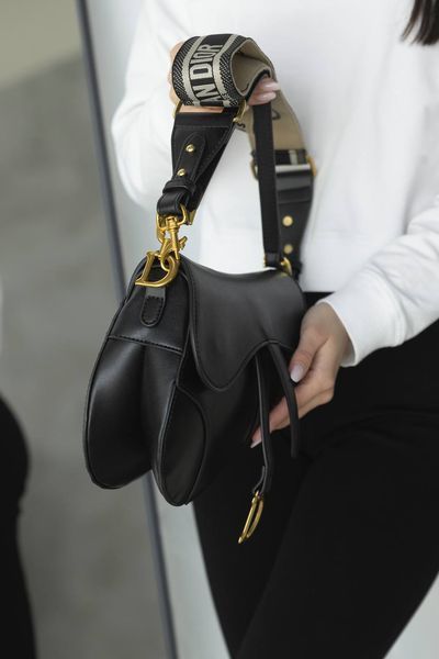 Сумка Dior Saddle Bag with Strap in Black Ultra Matte Calfskin 0376 фото
