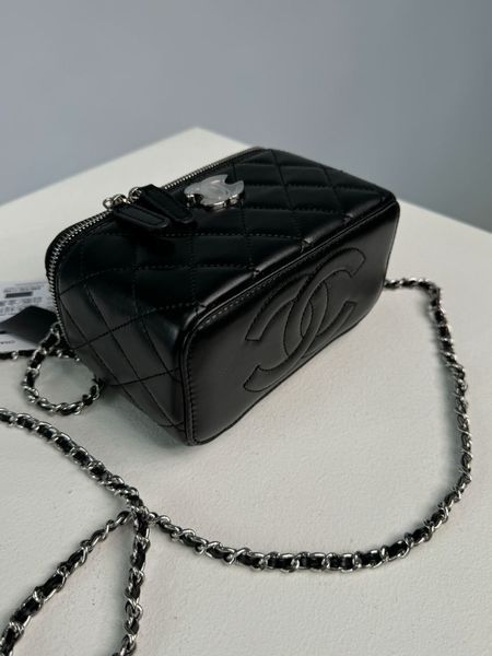 Сумка Chanel Classic Lambskin Pearl Crush Vanity Bag Black/Silver 99367 фото