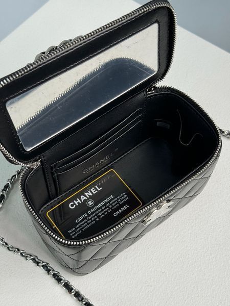 Сумка Chanel Classic Lambskin Pearl Crush Vanity Bag Black/Silver 99367 фото