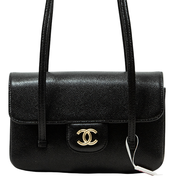 Сумка Chanel Preppy Coco Small Bag in Black Grained Shiny Calfskin & Gold-Tone Metal 0505 фото