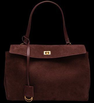 Cумка Balenciaga Rodeo Handbag Medium in Burgundy Suede and Smooth Calfskin/Aged-Gold Hardware 99753 фото