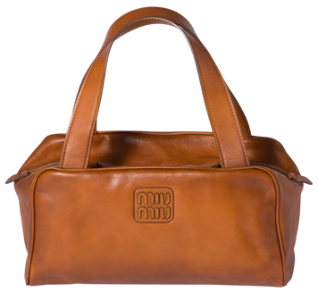 Сумка Miu Miu Leather Zipped Top-Handle Bag in Cognac 599 фото