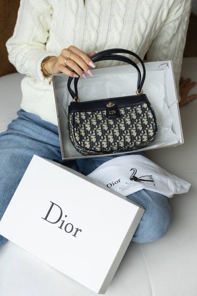 Сумка Dior Small Key Bag in Blue Dior Oblique Jacquard 0384 фото