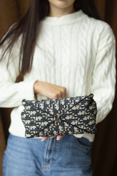 Сумка Dior Small Key Bag in Blue Dior Oblique Jacquard 0384 фото