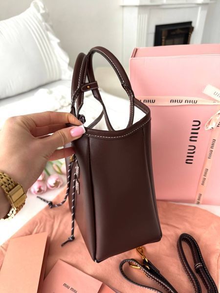 Сумка Miu Miu Ivy Small Tote Bag in Brown Leather 99863 фото