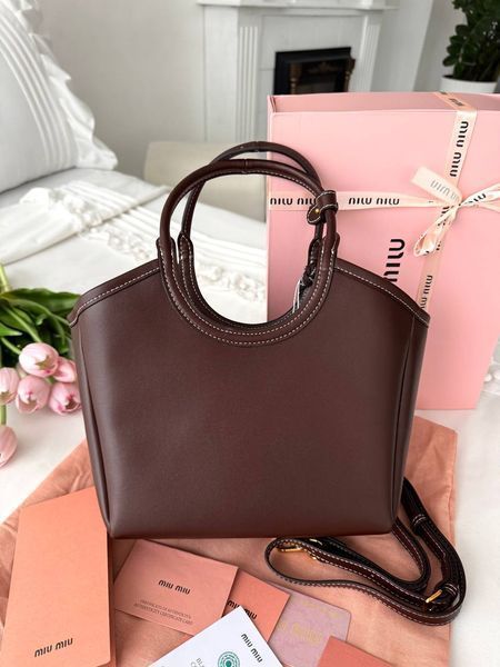 Сумка Miu Miu Ivy Small Tote Bag in Brown Leather 99863 фото