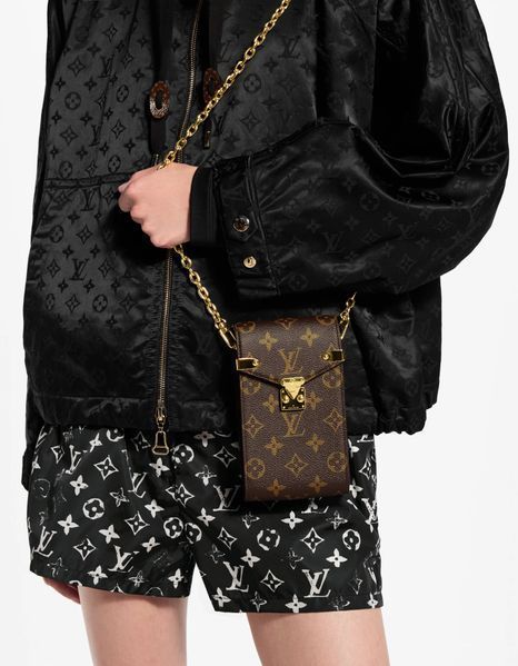 Сумка Louis Vuitton Phone Pouch M&eacute;tis in Brown Monogram Canvas with Gold-Toned Hardware Premium 0578 фото