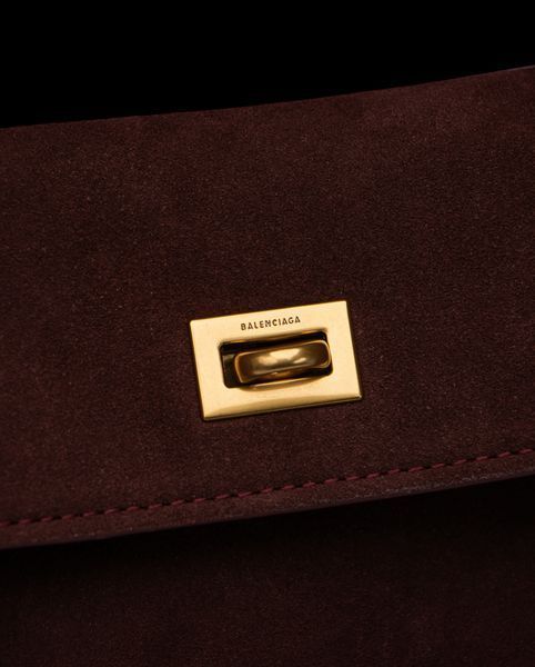 Cумка Balenciaga Rodeo Handbag Medium in Burgundy Suede and Smooth Calfskin/Aged-Gold Hardware 99753 фото
