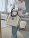 Сумка Miu Miu Ivy Canvas and Leather Large Tote Bag in Beige/Brandy 239 фото 3