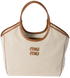 Сумка Miu Miu Ivy Canvas and Leather Large Tote Bag in Beige/Brandy 239 фото 1