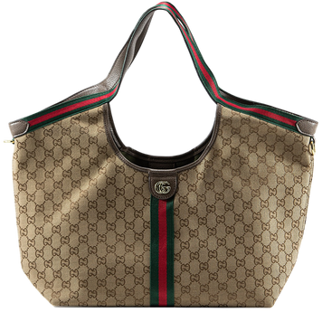 Cумка Gucci Giglio Large Tote Bag in Beige and Dark Brown GG Canvas 0552 фото
