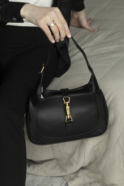 Cумка Gucci Jackie 1961 Medium Bag in Black Leather/Gold Hardware 0305 фото