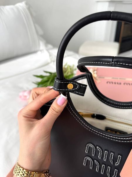 Сумка Miu Miu Ivy Small Tote Bag in Black Leather 99863 фото