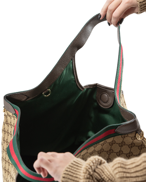 Cумка Gucci Giglio Large Tote Bag in Beige and Dark Brown GG Canvas 0414 фото