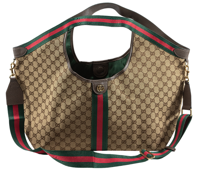 Cумка Gucci Giglio Large Tote Bag in Beige and Dark Brown GG Canvas 0414 фото