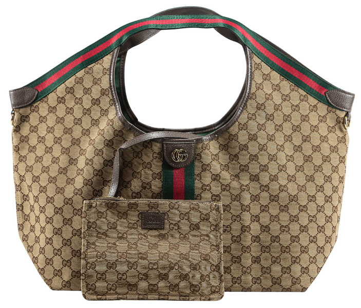 Cумка Gucci Giglio Large Tote Bag in Beige and Dark Brown GG Canvas 0414 фото