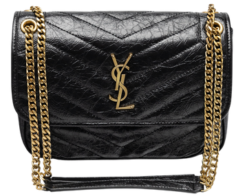 Сумка Saint Laurent Niki Medium Shoulder Bag in Black Vintage Leather with Gold-Tone Hardware Premium 3297 фото