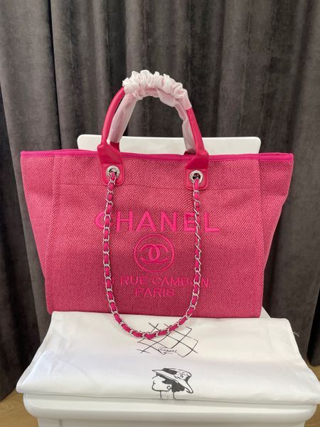 Сумка Chanel Deauville Medium Tote Bag Pink Canvas 467 фото