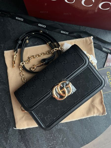 Cумка Gucci Go Small Shoulder Bag in Black GG Canvas 05030 фото