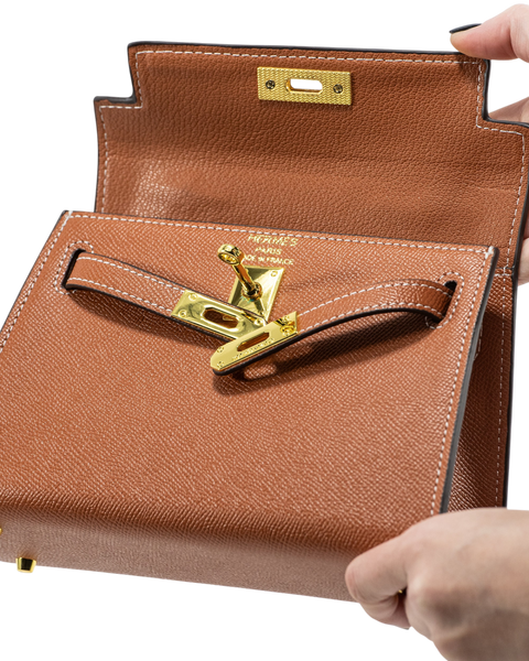 Сумка Hermes Mini Kelly 20 in Gold Epsom/Gold Hardware 255 фото