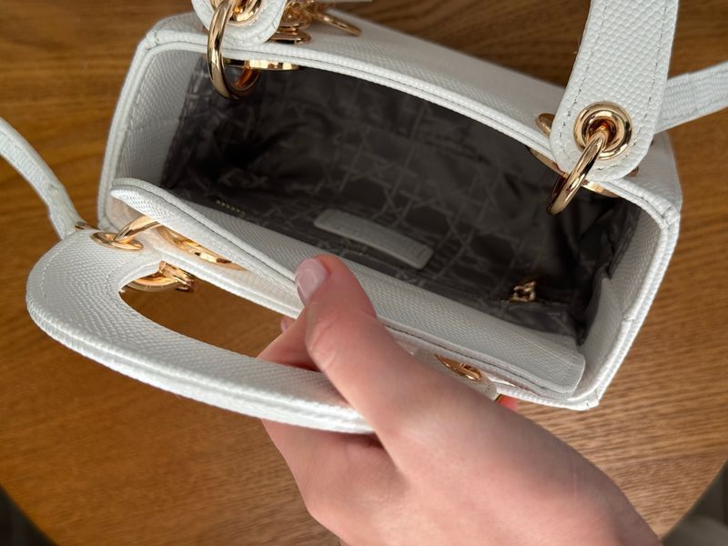 Сумка Christian Dior Mini Lady Dior Bag in White Lizard Leather 0364 фото