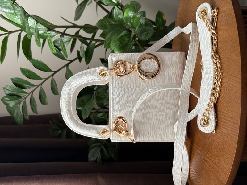 Сумка Christian Dior Mini Lady Dior Bag in White Lizard Leather 0364 фото