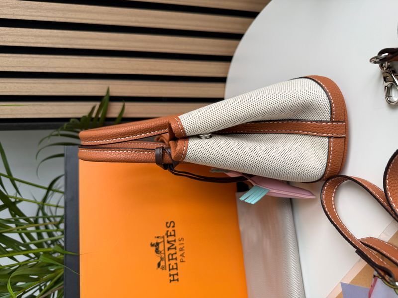 Сумка Hermes Garden Party Mini Bag in Beige Canvas/Brown Leather 0512 фото