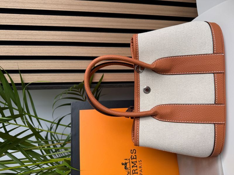 Сумка Hermes Garden Party Mini Bag in Beige Canvas/Brown Leather 0512 фото
